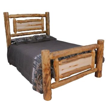 Beartooth Aspen Mountain Rivers Traditional Log Bed - Queen - Natural Panel & Natural Log