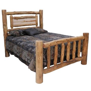 Beartooth Aspen Riverside Traditional Log Bed - Queen - Natural Panel & Natural Log