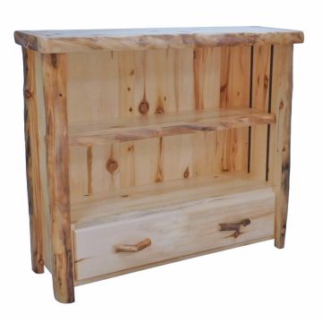 Beartooth Aspen 1 Drawer Medium Bookcases - 54"W - Flat Drawer Front - Natural Panel & Natural Logs
