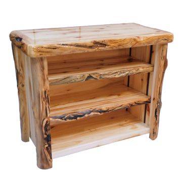 Beartooth Aspen Small Bookcase - 39" - Wild Panel & Gnarly Log - Liquid Glass Top Finish