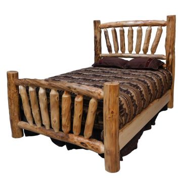 Beartooth Aspen Sunrise Log Bed - Natural Logs - Standard Posts