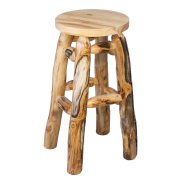 Beartooth Aspen Swivel Log Pub Stool - 30" (Bar Height) - Natural Panel & Gnarly Log