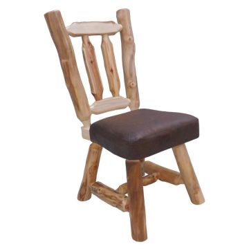 Beartooth Aspen Woodland Upholstered Log Dining Chair - Side Chair - Natural Log - Dakota Brandy Upholstered Seat