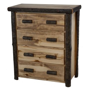 Beartooth Hickory 4 Drawer Log Chest - 39" - Wild Panel
