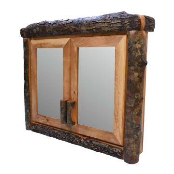 Beartooth Hickory Double Door Log Medicine Cabinets - 36"W - Natural Panel