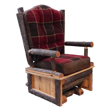 Beartooth Hickory Upholstered Log Glider - Natural Hickory - Whitehall Currant Main Upholstery