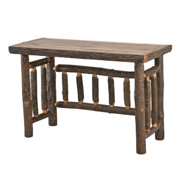 Beartooth Hickory Log Spindle Writing Desk - 48" - Wild Hickory Panel