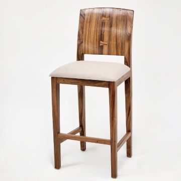 Bell Arc Golden Walnut Bar Stool - 30" - Crème Linen Fabric