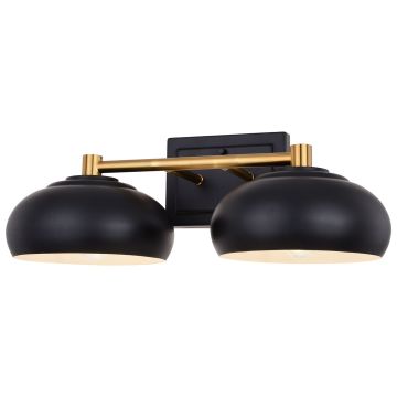 Belmont 2-Light Matte Black and Satin Brass Vanity Light