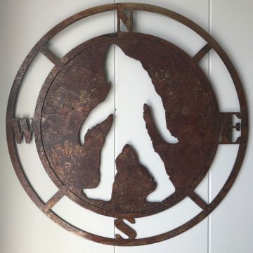 "My Name Is Daryl" Rustic Bigfoot Metal Compass - Rusted Finish