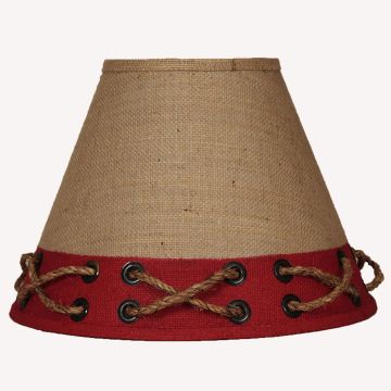 Rustic Brown & Red Roped Burlap Lampshades