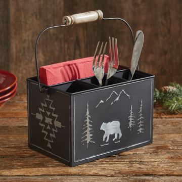 Rustic Black Bear Utensil Caddy