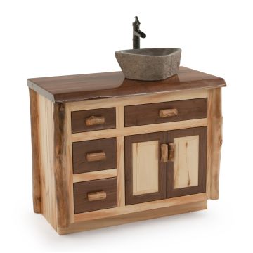 Black Walnut & Rustic Aspen Vanity - Sink Right