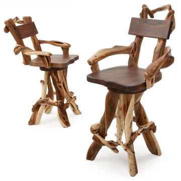 Black Walnut Bar Stool w/ Back & Swivel 