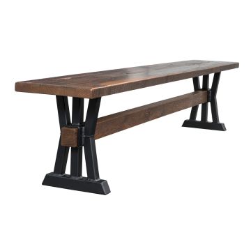 Boston Reclaimed Barn Wood Dining Bench - Railroad Tie Finish
