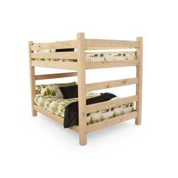 Rustic Pine Timber Bunk Bed - Queen over Queen in White Finish
