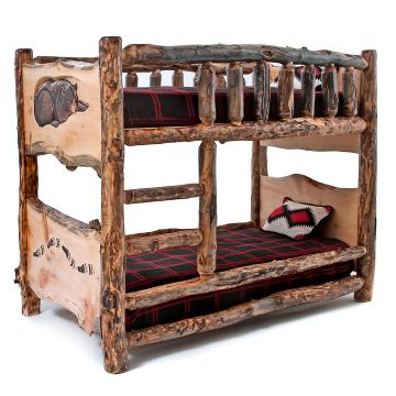 Create-A-Scene Carved Wildlife Aspen Log Bunk Bed--Hibernating Bear & Bear Trail