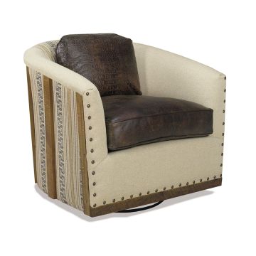 Brayden Upholstered Swivel Barrel Chair - Pictured upholstery may not be listed or available