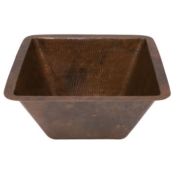 15" Square Hammered Copper Bar & Prep Sink w/ 2" Drain - Oil Rubbed Bronze