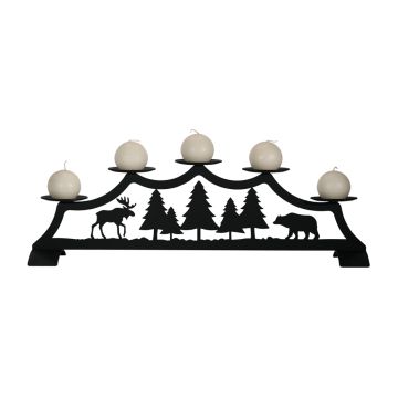 Wrought Iron Moose Scene Fireplace Pillar Holder
