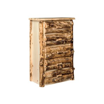 Colorado Aspen 5 drawer chest with half log drawer fronts