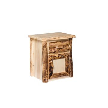 Rustic Colorado Aspen 1 Drawer 1 Door Nightstand
