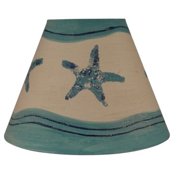 Rustic Beachside Cottage Wavy Turquoise Sea Starfish Lampshades