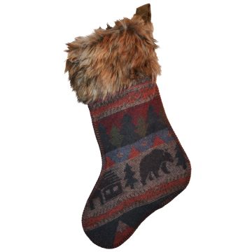 Cabin Bear Christmas Stocking by Wooded River