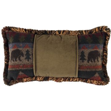 Rustic Cabin Bear Rectangle Throw Pillow