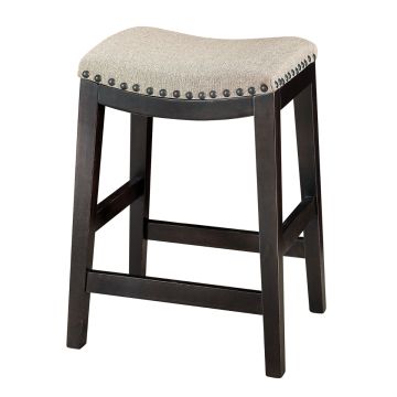 Cartel Modern Upholstered Bar Stool - Ebony Frame Finish - 5/8" Antique Pearl Nail Head Trim (pictured fabric not available)