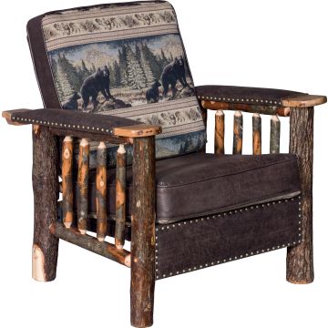 Saranac Hickory Log Chair - Bradley Back Rest Cushion Fabric