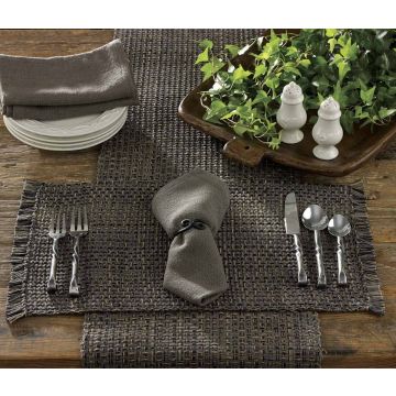 Charcoal Tweed Rustic Cloth Table Runner