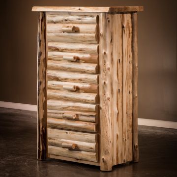 Cedar Lake Logger 5 Drawer Log Chest--Clear finish