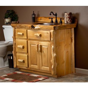 36" Real Cedar Log Cabin Bathroom Vanity in Honey Finish
