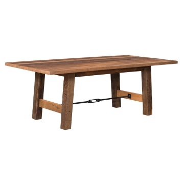 Cleveland Industrial Rustic Barn Wood Dining Table - Clear Finish