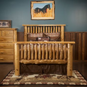 Cedar Lake Bunkhouse Log Bed--Full/Double, Honey finish