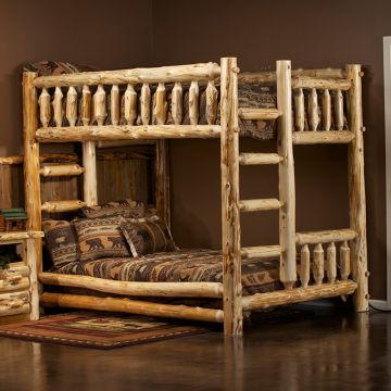 Cedar Lake Full over Full Log Bunk Bed--Clear Finish