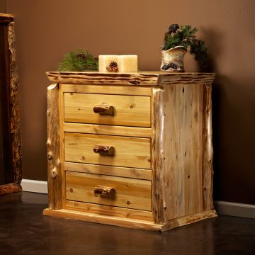 Cedar Lake Lodge Rustic 3 Drawer Log Chest--Clear finish
