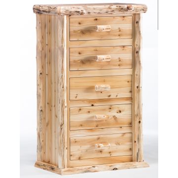 Rustic 5 Drawer Cedar Lake Lodge Chest--Clear finish