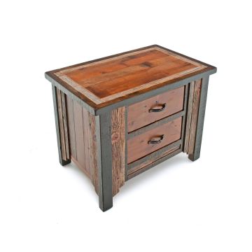 Western Woods 2 Drawer Reclaimed Barn Wood Nightstand