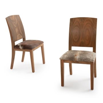 Contemporary Bell Arc Upholstered Cowhide Dining Chairs