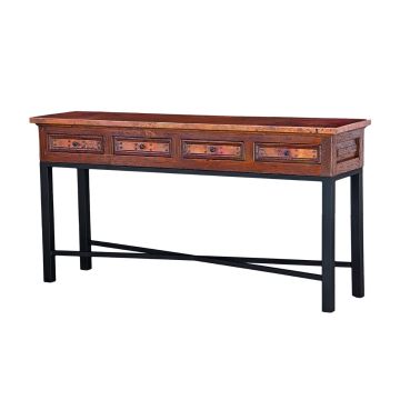 Copenhagen Hammered Copper 4 Drawer Console Table - 72"