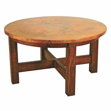 Country Hammered Copper Round Dining Table 