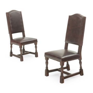 Country Squire Dining Chair - Burnt Umber Cypress Leather
