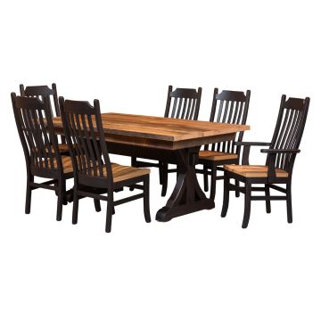Croft Rustic Reclaimed Dining Table & Chairs - Solid Top