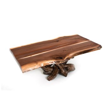 Rustic Black Walnut Coffee Table--Clear finish top, Rustic Barnwood finish base