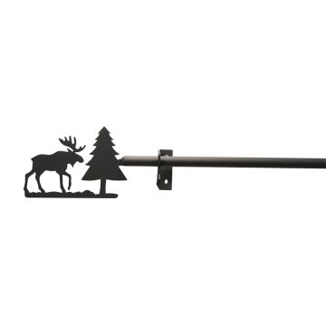 Wrought Iron Moose & Pine Curtain Rod