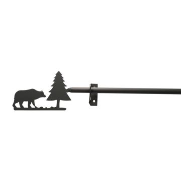 Wrought Iron Bear & Pine Curtain Rod w/Hardware: 