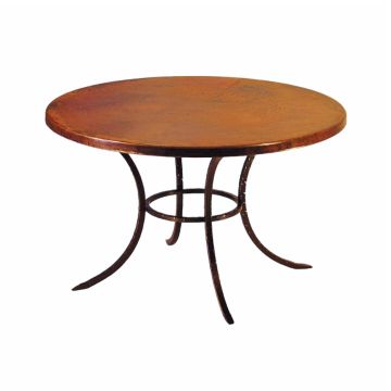 Curved Leg Hammered Copper Round Dining Table