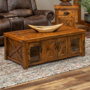 Western Winds Enclosed Barn Door Coffee Table w/ Four Doors